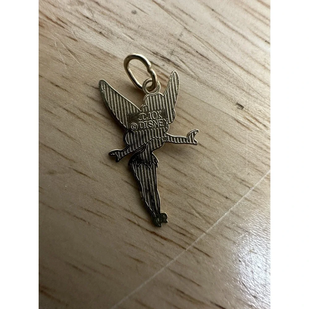 Disney 10k Yellow Gold Tinker Bell Charm Pendant Fairy Wings Tinkerbell